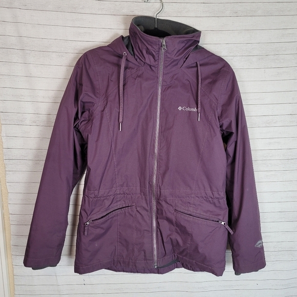COLUMBIA OMNI TECH PURPLE LIGHTWEIGHT HOODED PARKA, SZ SMALL - Picture 1 of 15